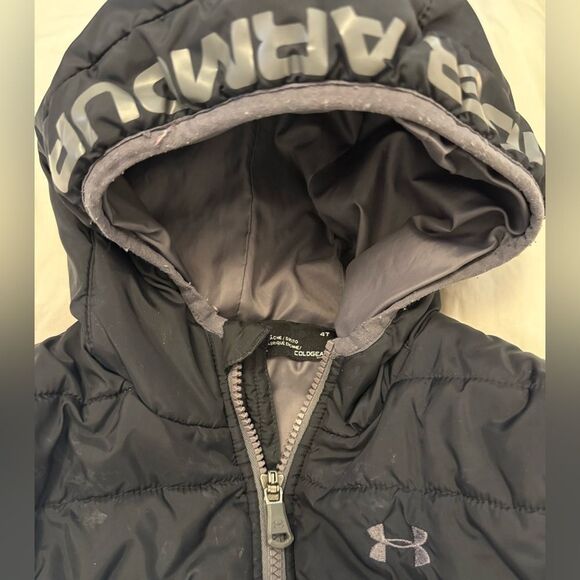 Under Armour Black/Charcoal Hooded Puffer Jacket - GUC - Picture 2 of 3